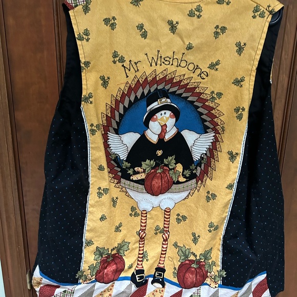Pre-loved Grandmacore Handmade Thanksgiving vest, the back says Mr.Wishbone - Picture 6 of 8